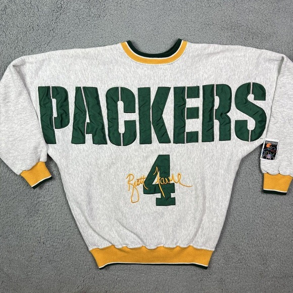 Vintage Green Bay Packers Crewneck Big Spell out NFL Sweater Brett Favre Legends - Picture 1 of 9